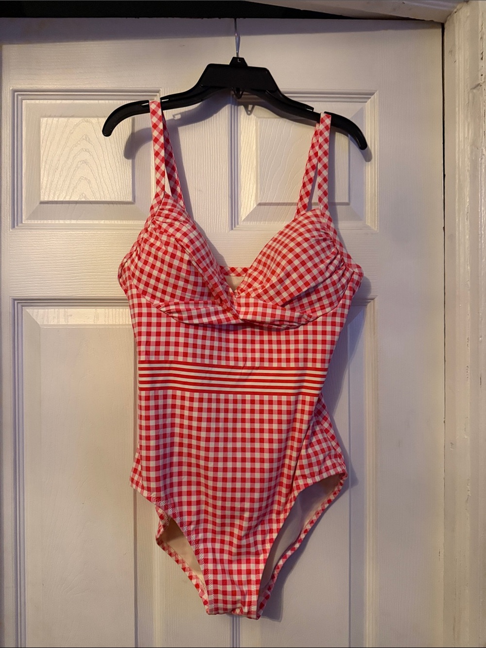 Draper James x Lands End Red and White Gingham One-Piece Swimsuit